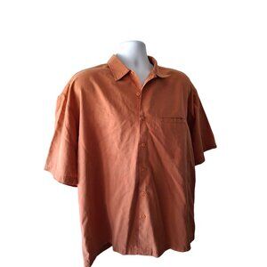 oobe Men Button Up Shirt L Rust Orange Short-Sleeve Lightweight Gorpcore Work